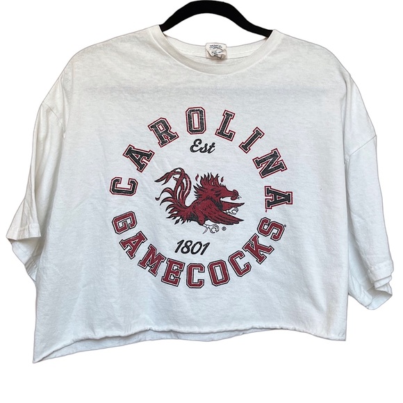 Delta Tops - Cropped White South Carolina Gamecocks T-Shirt